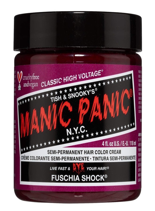 MANIC PANIC Classic Fuschia Shock Semi Permanent Hair Color - Dark Pink Hair Dye for Women & Men That Lasts 4-6 Weeks - Vegan, Ammonia & Cruelty-Free - Create & Mix Custom Shades (4oz) - Image 1